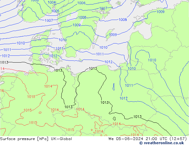 Atmosférický tlak UK-Global St 05.06.2024 21 UTC