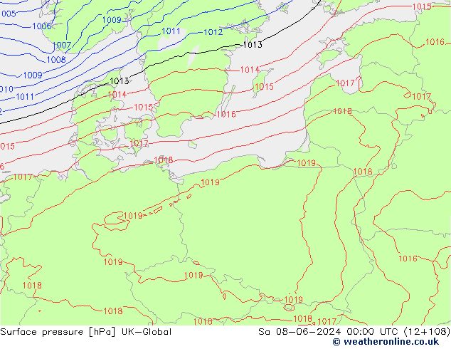 Surface pressure UK-Global Sa 08.06.2024 00 UTC