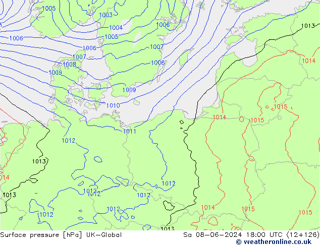 Luchtdruk (Grond) UK-Global za 08.06.2024 18 UTC