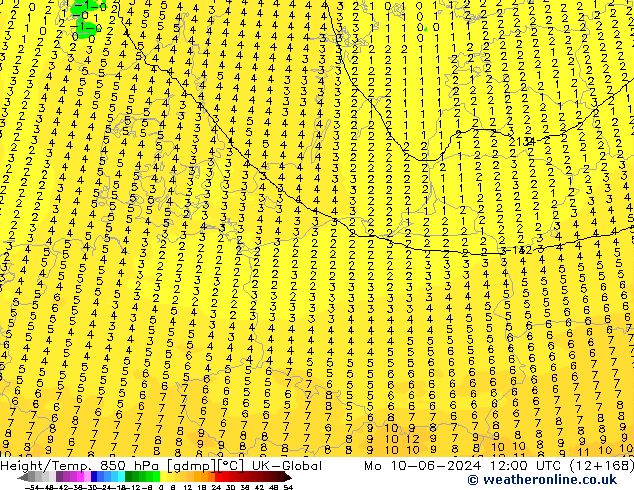 Height/Temp. 850 hPa UK-Global  10.06.2024 12 UTC