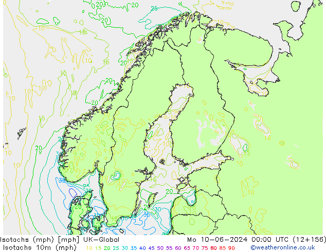 Isotachs (mph) UK-Global Po 10.06.2024 00 UTC