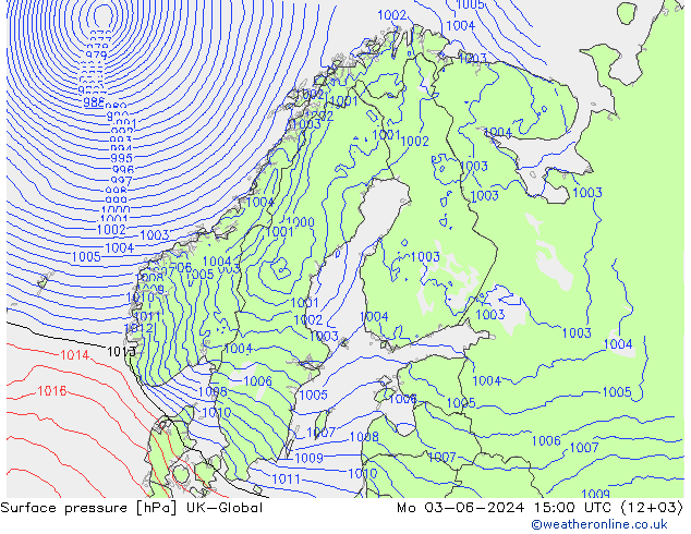 приземное давление UK-Global пн 03.06.2024 15 UTC