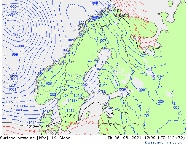 приземное давление UK-Global чт 06.06.2024 12 UTC