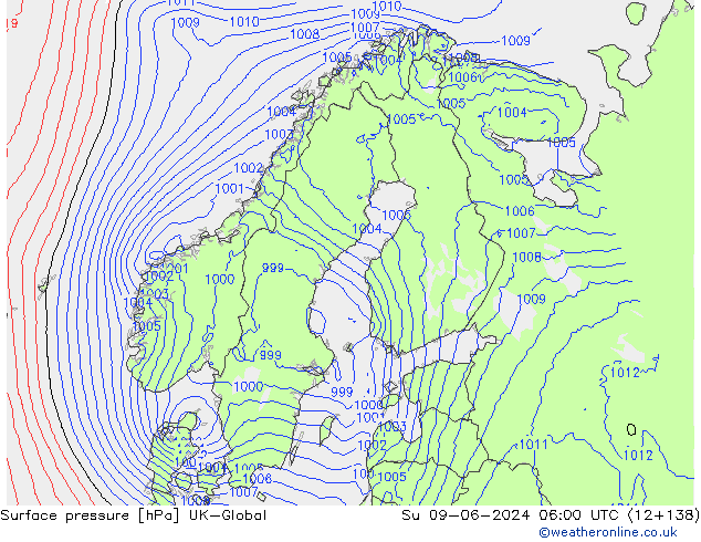 pressão do solo UK-Global Dom 09.06.2024 06 UTC