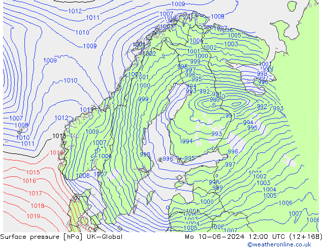 Luchtdruk (Grond) UK-Global ma 10.06.2024 12 UTC