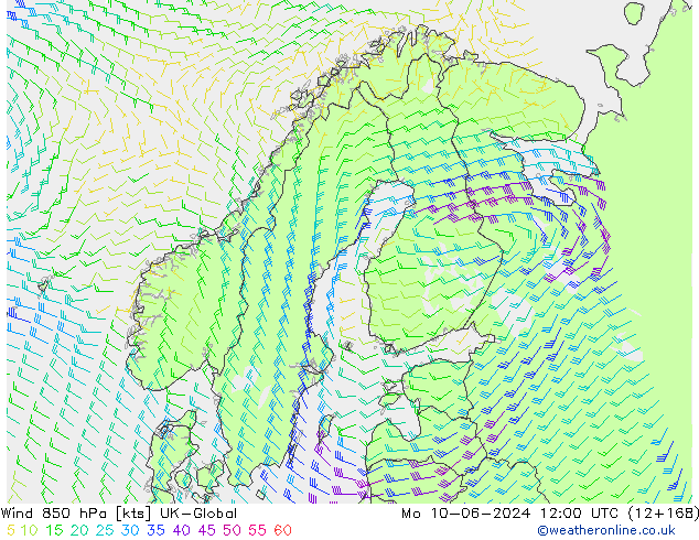 Vento 850 hPa UK-Global lun 10.06.2024 12 UTC