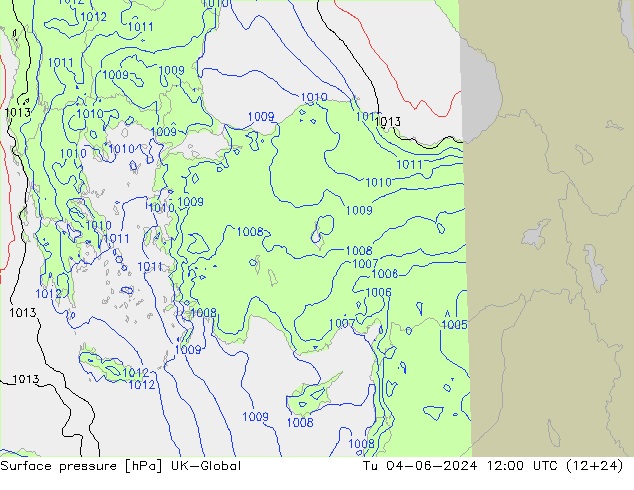 Surface pressure UK-Global Tu 04.06.2024 12 UTC