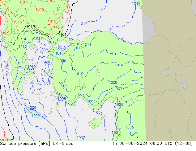 Surface pressure UK-Global Th 06.06.2024 06 UTC