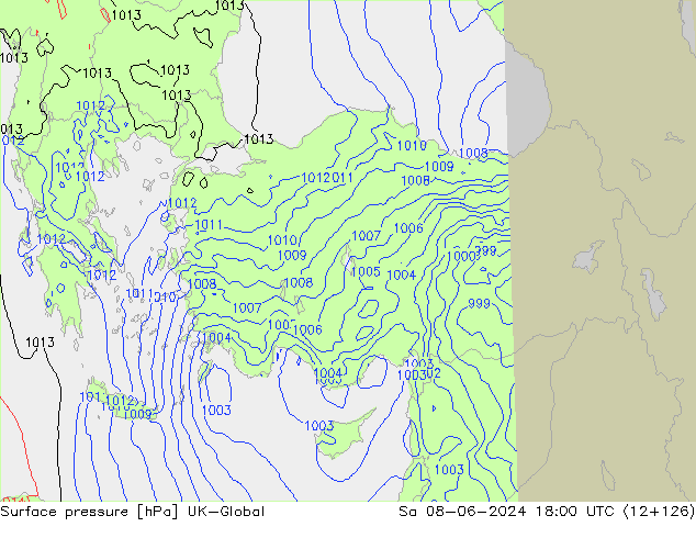 pression de l'air UK-Global sam 08.06.2024 18 UTC