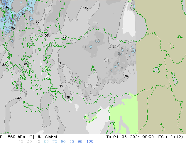RH 850 hPa UK-Global Út 04.06.2024 00 UTC