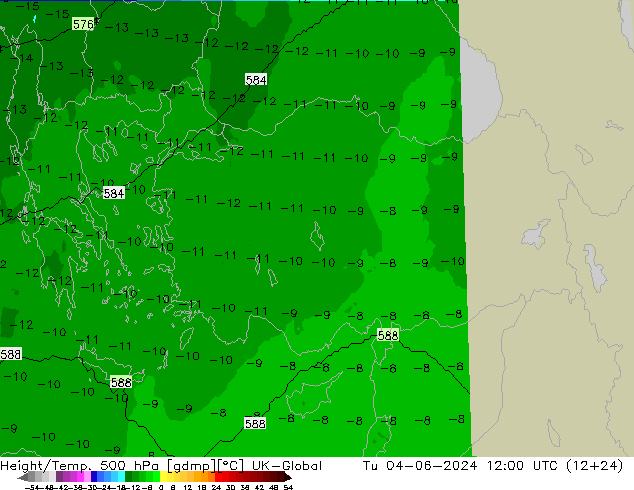 Height/Temp. 500 hPa UK-Global mar 04.06.2024 12 UTC
