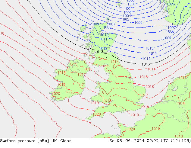 Luchtdruk (Grond) UK-Global za 08.06.2024 00 UTC