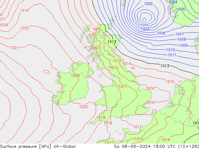 Luchtdruk (Grond) UK-Global za 08.06.2024 18 UTC