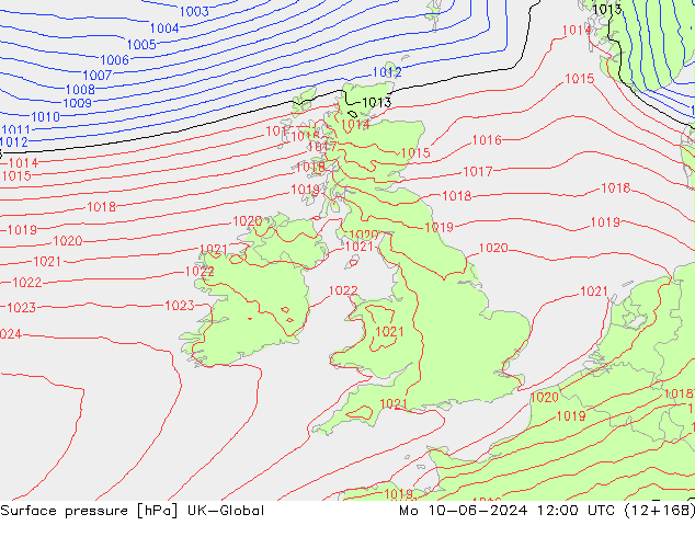 Surface pressure UK-Global Mo 10.06.2024 12 UTC