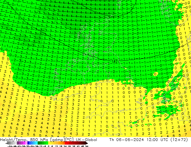 Height/Temp. 850 hPa UK-Global  06.06.2024 12 UTC