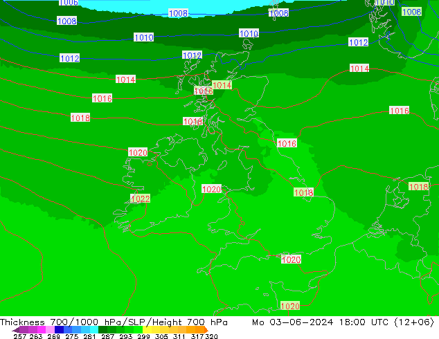 700-1000 hPa Kalınlığı UK-Global Pzt 03.06.2024 18 UTC