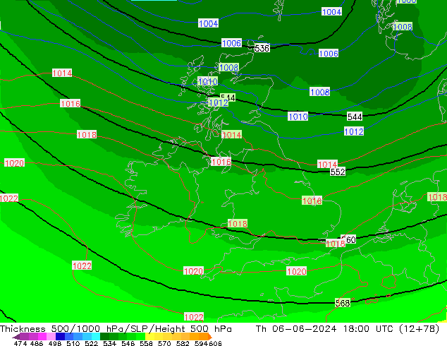 Thck 500-1000hPa UK-Global  06.06.2024 18 UTC