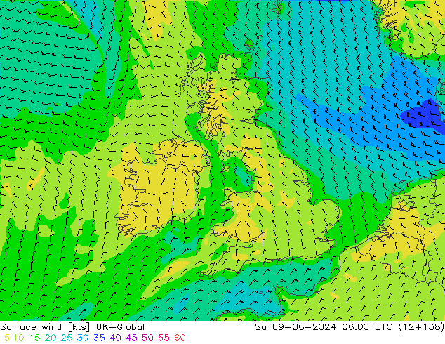 wiatr 10 m UK-Global nie. 09.06.2024 06 UTC