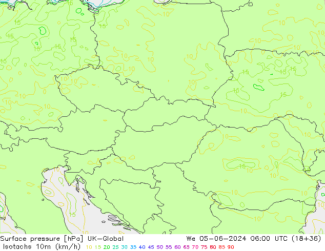 Isotaca (kph) UK-Global mié 05.06.2024 06 UTC