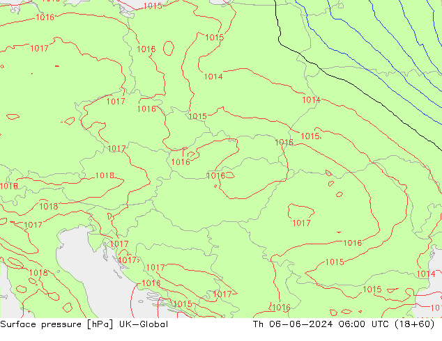 Presión superficial UK-Global jue 06.06.2024 06 UTC
