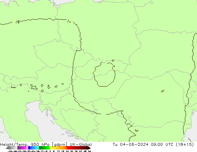 Height/Temp. 950 hPa UK-Global Di 04.06.2024 09 UTC