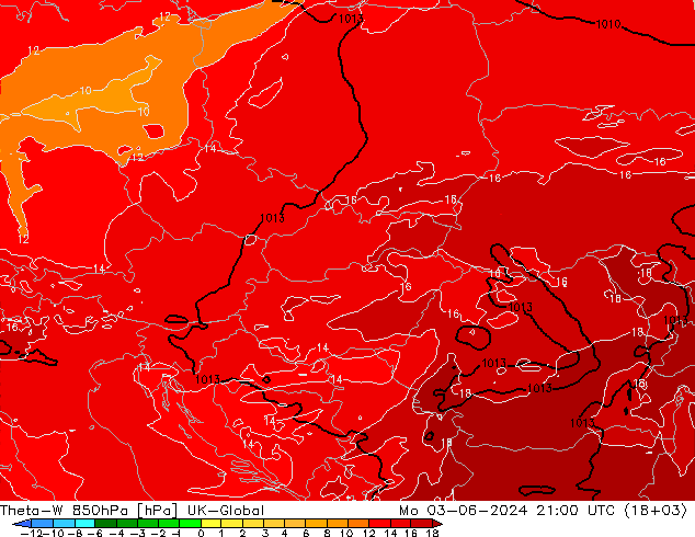 Theta-W 850hPa UK-Global Mo 03.06.2024 21 UTC