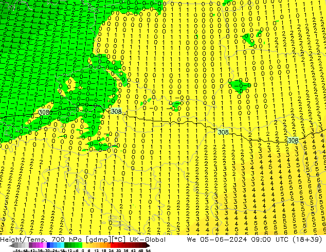 Height/Temp. 700 hPa UK-Global Qua 05.06.2024 09 UTC