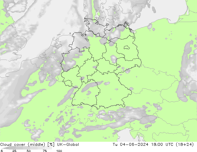 Cloud cover (middle) UK-Global Tu 04.06.2024 18 UTC