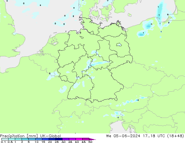 Précipitation UK-Global mer 05.06.2024 18 UTC