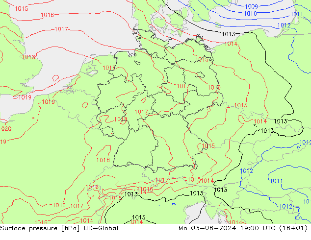 pression de l'air UK-Global lun 03.06.2024 19 UTC