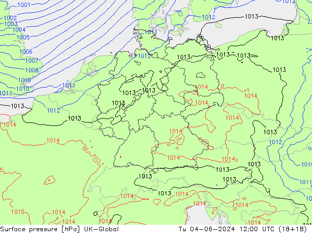 Pressione al suolo UK-Global mar 04.06.2024 12 UTC