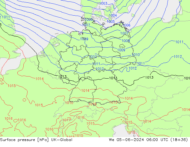 Surface pressure UK-Global We 05.06.2024 06 UTC