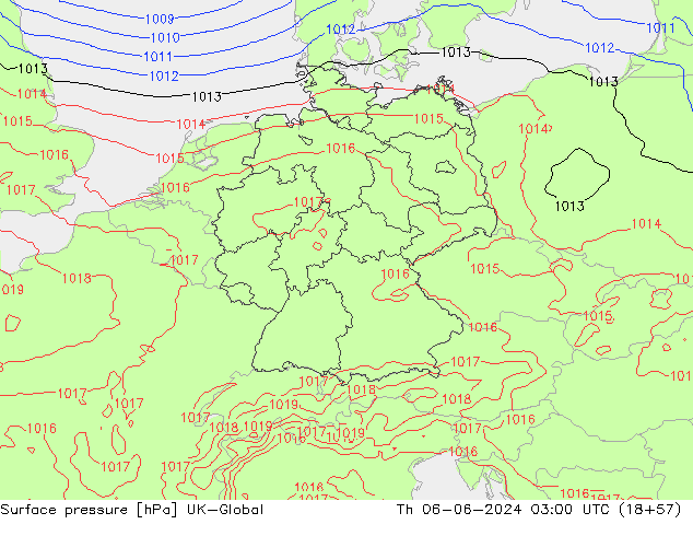 Surface pressure UK-Global Th 06.06.2024 03 UTC
