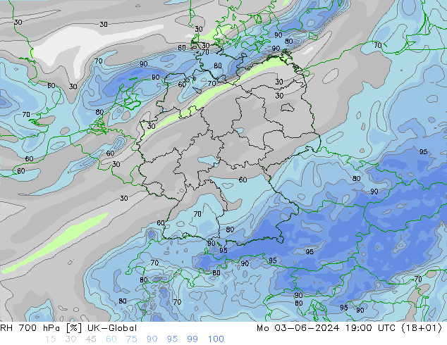 RH 700 гПа UK-Global пн 03.06.2024 19 UTC