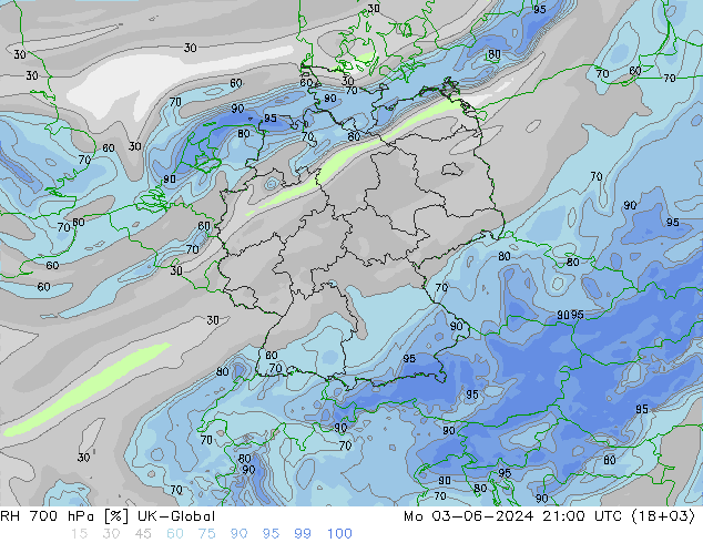RH 700 hPa UK-Global Mo 03.06.2024 21 UTC