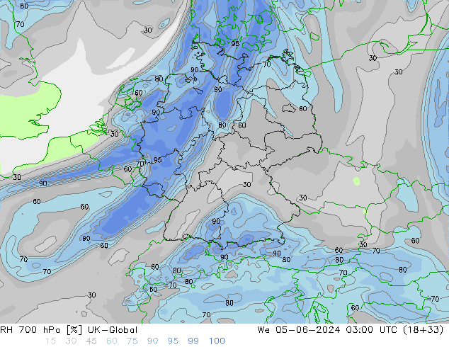 RH 700 hPa UK-Global Qua 05.06.2024 03 UTC