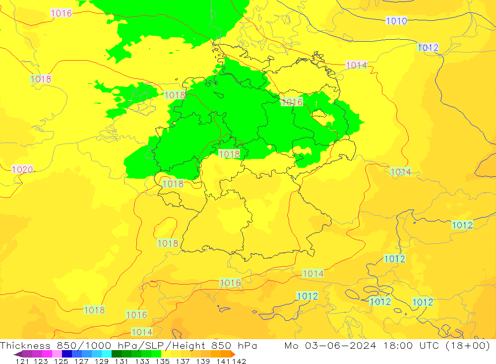 850-1000 hPa Kalınlığı UK-Global Pzt 03.06.2024 18 UTC