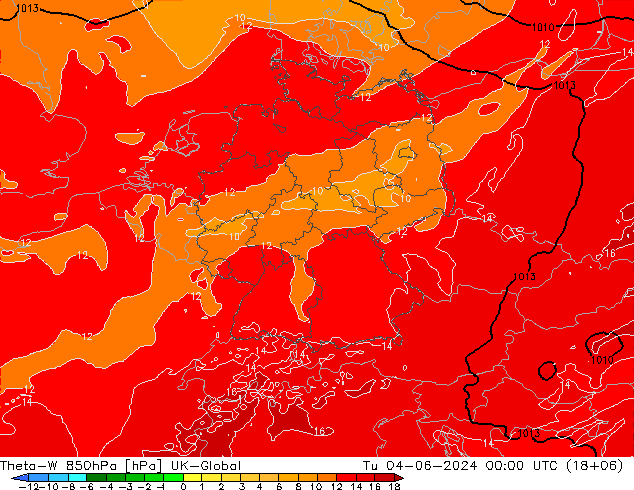 Theta-W 850hPa UK-Global di 04.06.2024 00 UTC
