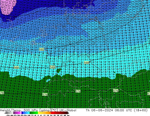 Hoogte/Temp. 500 hPa UK-Global do 06.06.2024 06 UTC