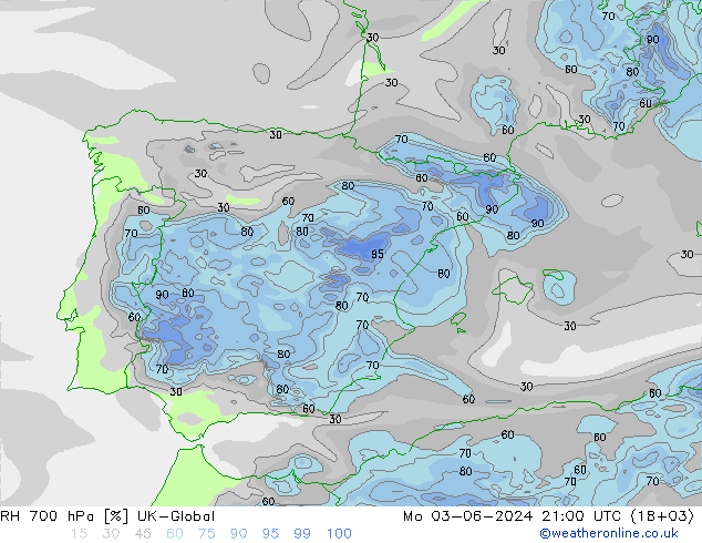 RH 700 hPa UK-Global Po 03.06.2024 21 UTC