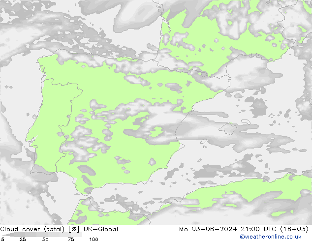 Nubes (total) UK-Global lun 03.06.2024 21 UTC