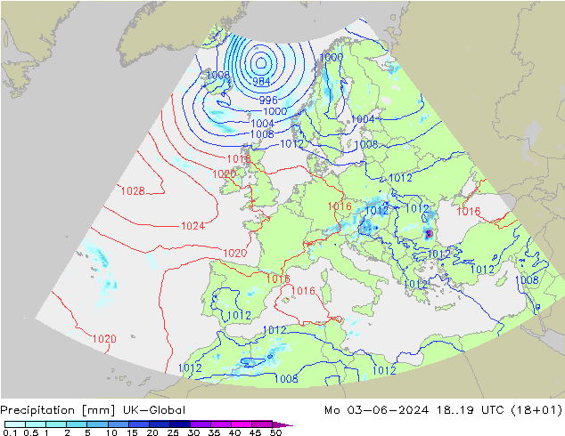 Precipitation UK-Global Mo 03.06.2024 19 UTC
