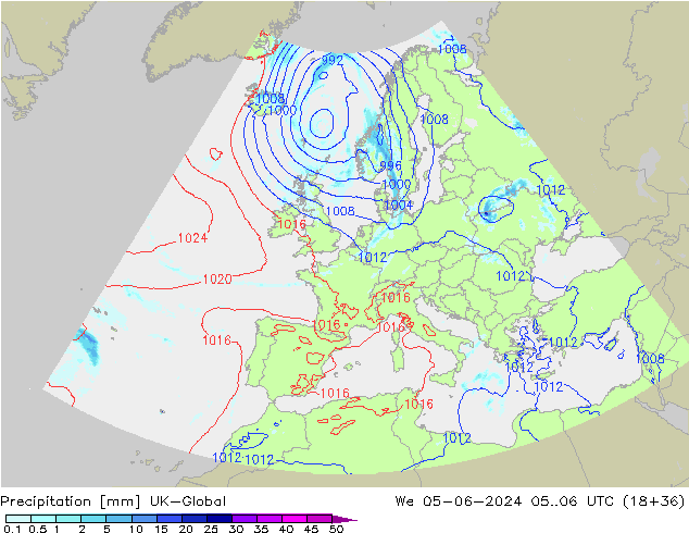 Yağış UK-Global Çar 05.06.2024 06 UTC