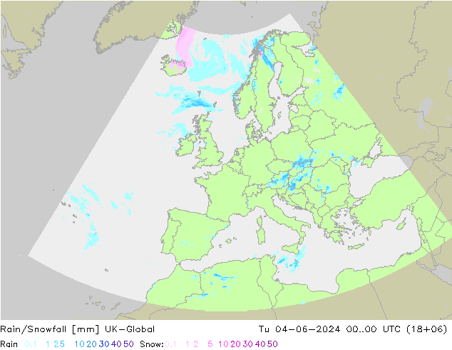 Regen/Schneefall UK-Global Di 04.06.2024 00 UTC