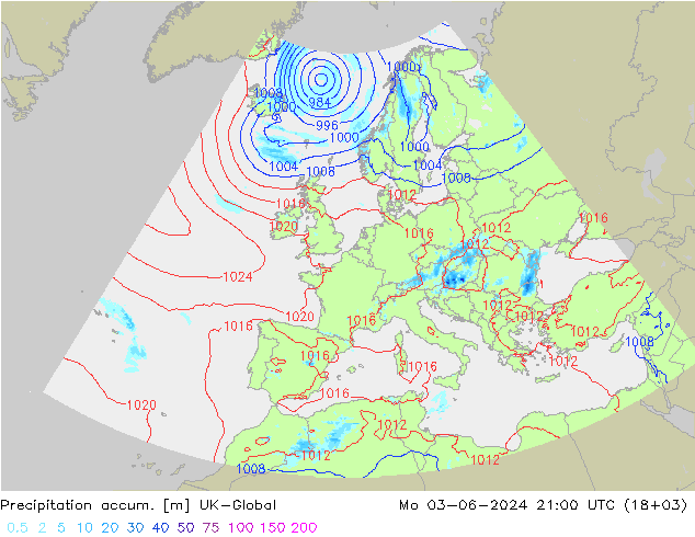 Precipitación acum. UK-Global lun 03.06.2024 21 UTC