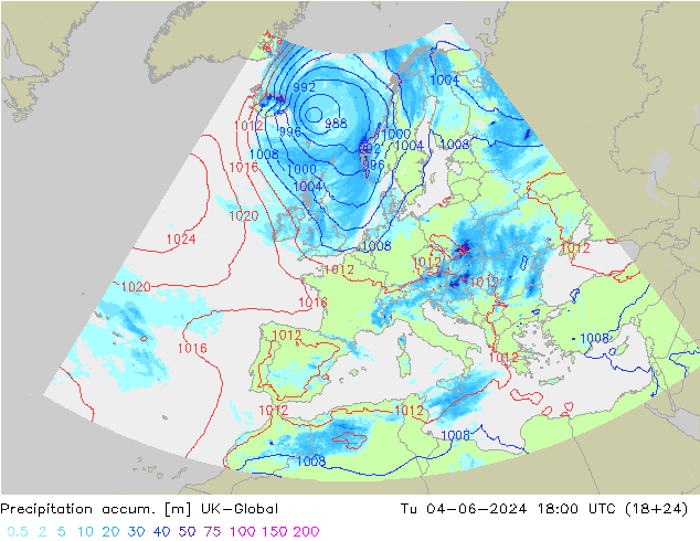 Precipitation accum. UK-Global Ter 04.06.2024 18 UTC
