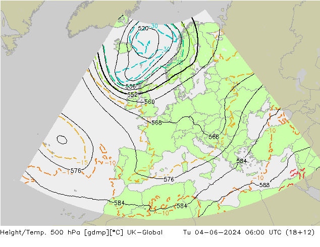 Geop./Temp. 500 hPa UK-Global mar 04.06.2024 06 UTC