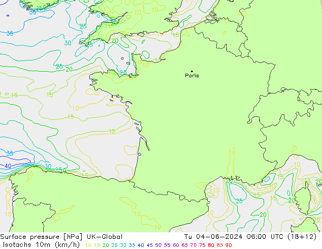 Isotachs (kph) UK-Global  04.06.2024 06 UTC