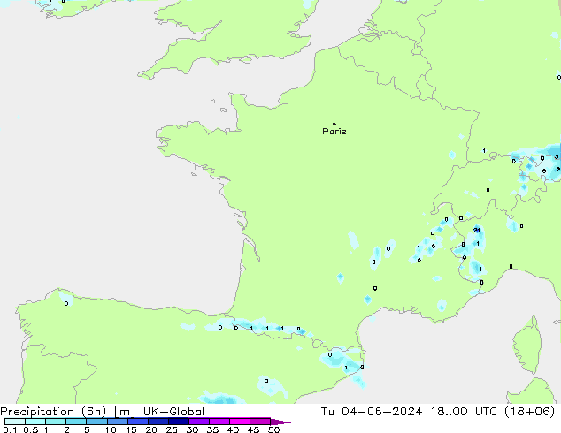 Precipitación (6h) UK-Global mar 04.06.2024 00 UTC