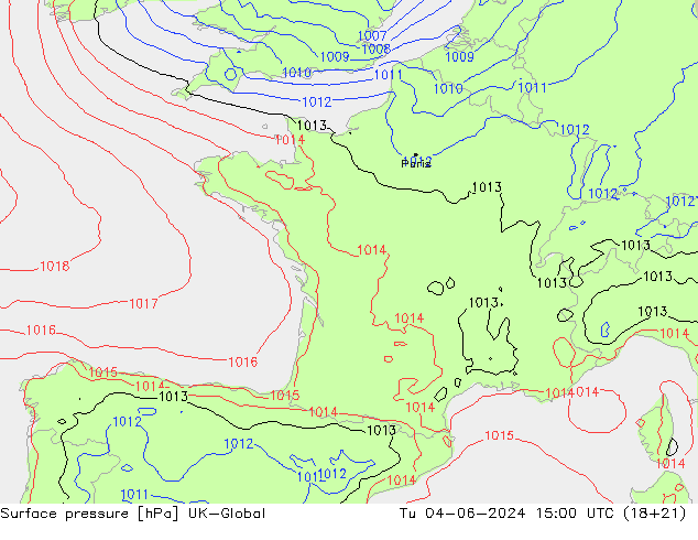 pression de l'air UK-Global mar 04.06.2024 15 UTC